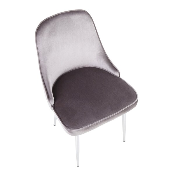 Lumisource Marcel Dining Chair with Chrome Frame and Silver Velvet Fabric, PK 2 - DC-MARCL SV2