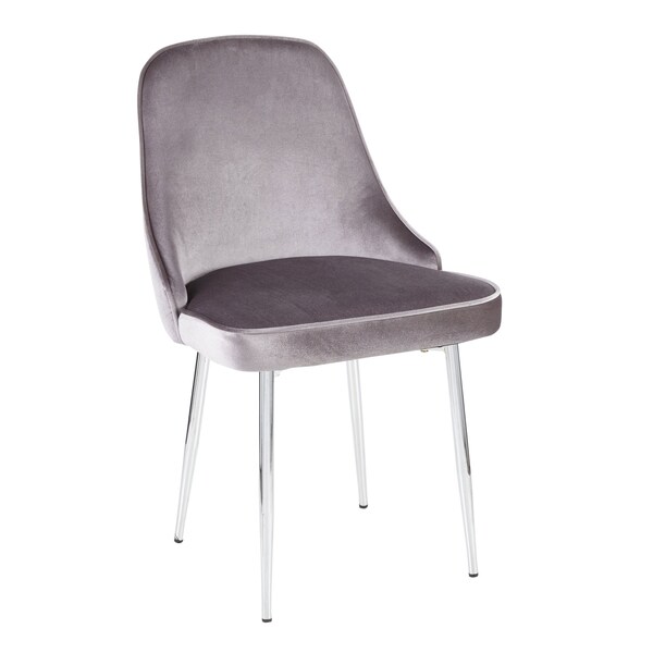 Lumisource Marcel Dining Chair with Chrome Frame and Silver Velvet Fabric, PK 2 - DC-MARCL SV2