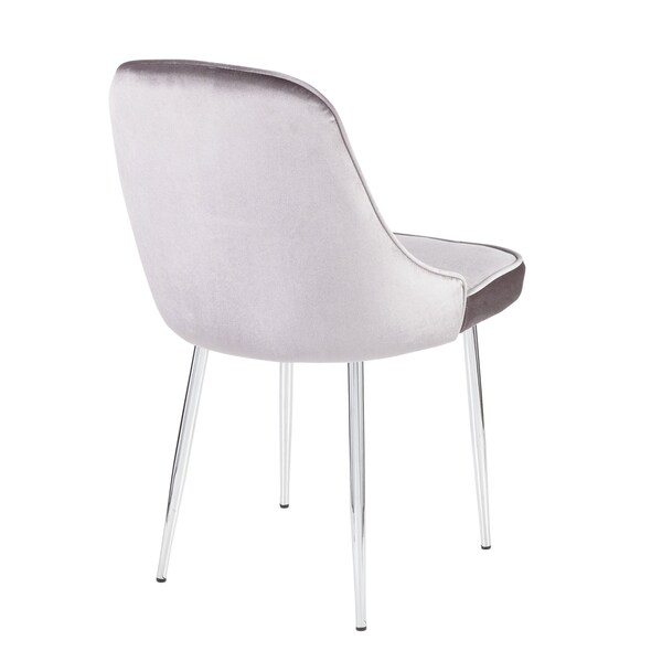 Lumisource Marcel Dining Chair with Chrome Frame and Silver Velvet Fabric, PK 2 - DC-MARCL SV2