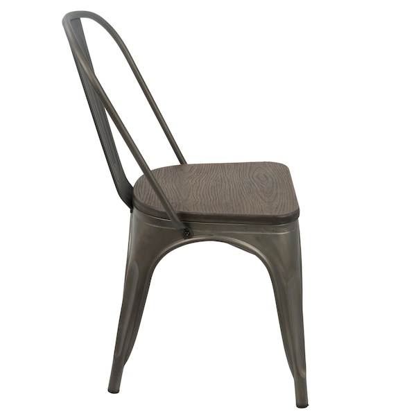 Lumisource Oregon-Farmhouse Stackable Dining Chair in Antique and Espresso, PK 2 - DC-TW-OR DKESP2