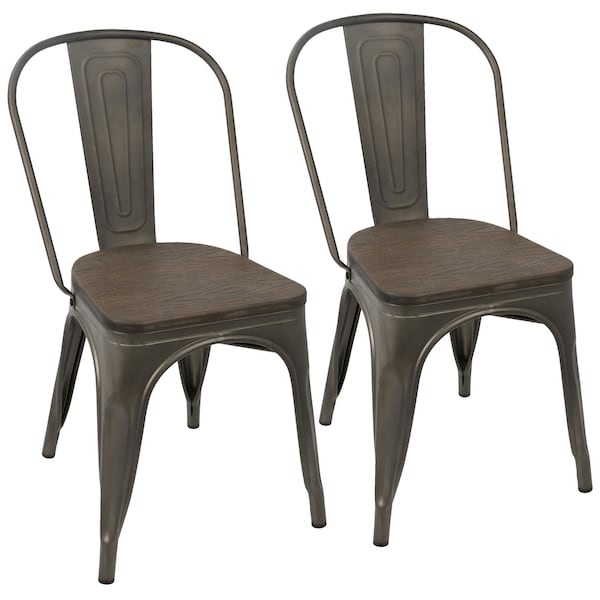 Lumisource Oregon-Farmhouse Stackable Dining Chair in Antique and Espresso, PK 2 - DC-TW-OR DKESP2