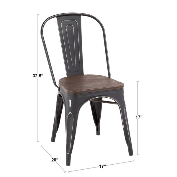 Lumisource Oregon-Farmhouse Stackable Dining Chair in Antique and Espresso, PK 2 - DC-TW-OR DKESP2
