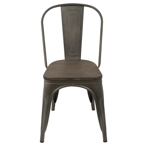 Lumisource Oregon-Farmhouse Stackable Dining Chair in Antique and Espresso, PK 2 - DC-TW-OR DKESP2
