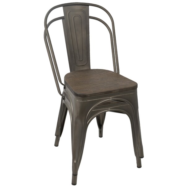 Lumisource Oregon-Farmhouse Stackable Dining Chair in Antique and Espresso, PK 2 - DC-TW-OR DKESP2
