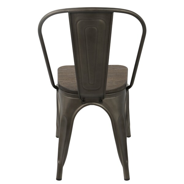 Lumisource Oregon-Farmhouse Stackable Dining Chair in Antique and Espresso, PK 2 - DC-TW-OR DKESP2