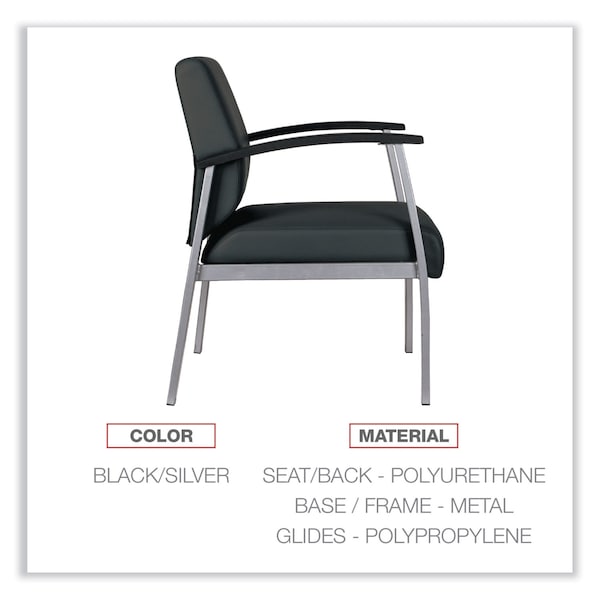 Alera Chairs/Stools, Black Seat, Black Back, 24.6" W 26.96" L 33.46" H, Curved Loop, Polyurethane Seat - ALEML2319