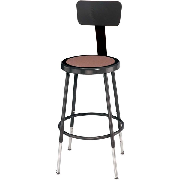 Interion By Global Industrial Interion Steel Shop Stool w/Backrest and Hardboard Seat, Adjustable Height 19in-27in, Black, 2PK - B1574494