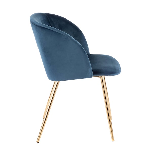 Lumisource Fran Chair in Gold Metal and Blue Velvet, PK 2 - CH-FRAN AU+BU2