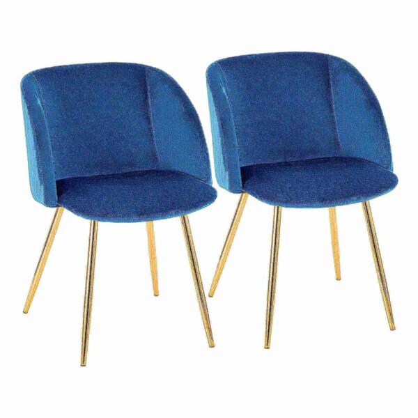 Lumisource Fran Chair in Gold Metal and Blue Velvet, PK 2 - CH-FRAN AU+BU2