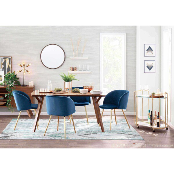 Lumisource Fran Chair in Gold Metal and Blue Velvet, PK 2 - CH-FRAN AU+BU2