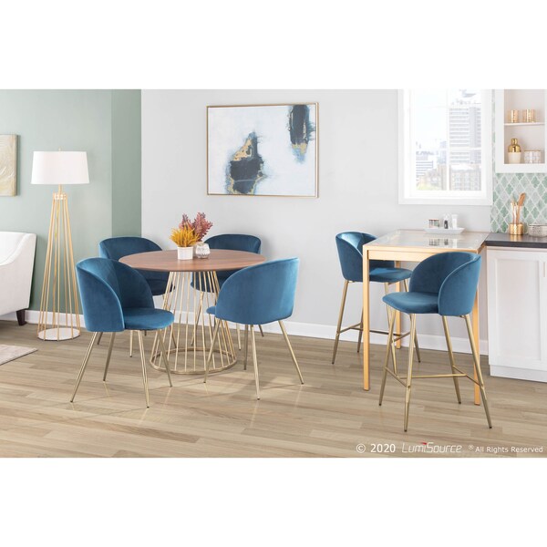 Lumisource Fran Chair in Gold Metal and Blue Velvet, PK 2 - CH-FRAN AU+BU2