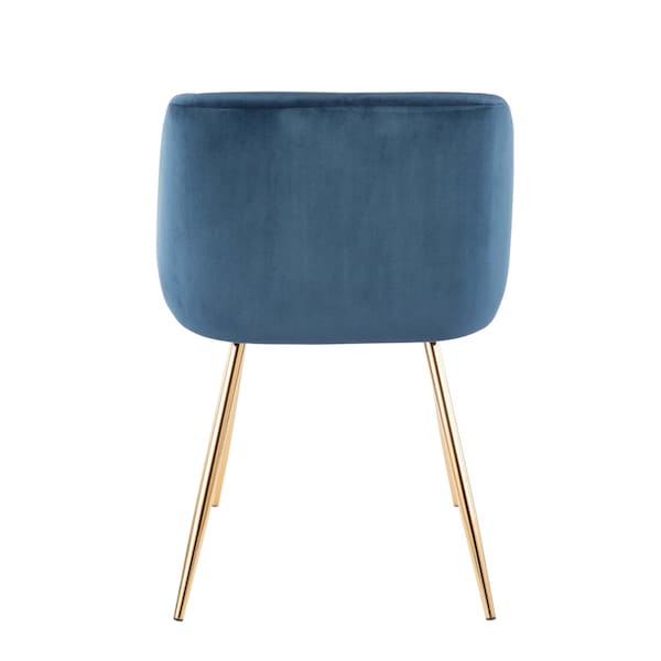 Lumisource Fran Chair in Gold Metal and Blue Velvet, PK 2 - CH-FRAN AU+BU2