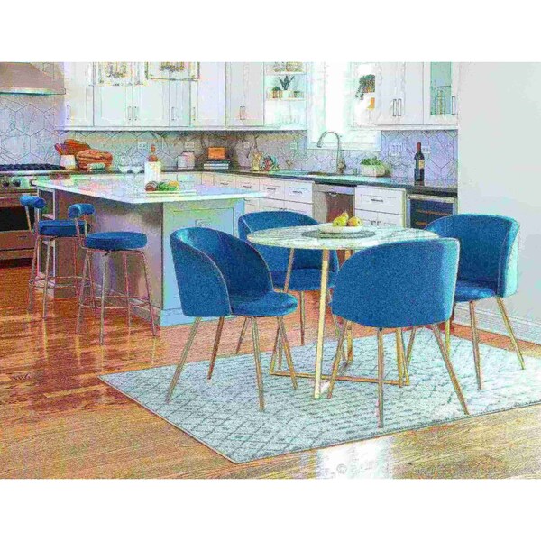 Lumisource Fran Chair in Gold Metal and Blue Velvet, PK 2 - CH-FRAN AU+BU2