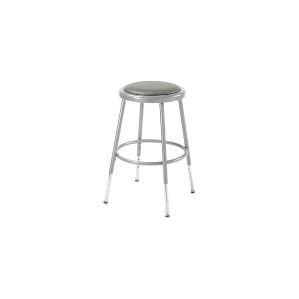 National Public Seating Interion Steel Shop Stool with Padded Seat  Adjustable Height 19  27  Gray  Pack of 2 - 688307