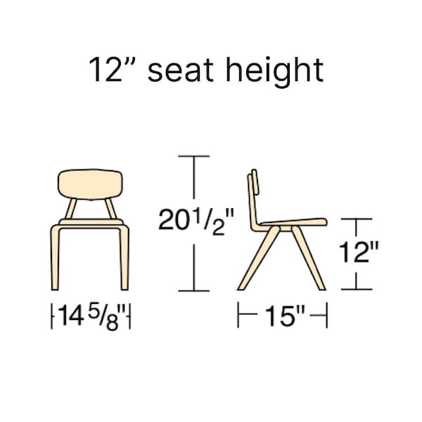 Virco 3000 Series 12" Classroom Chair, Preschool - 1st Grade with Nylon Glides - Wine Seat - 3012