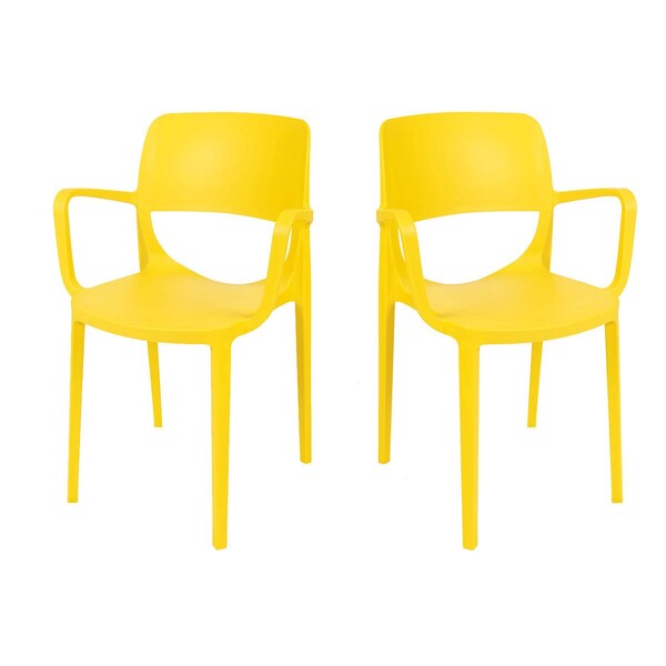 Rainbow Outdoor Bella Set of 2 Stackable Armchair-Yellow - RBO-BELLA-YEL-AC-SET2