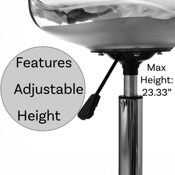 Fabulaxe Clear Acrylic Desk Chair - Armless Office Chair, Height Adjustable, Rolling Chair - Modern - QI004673.CL.4