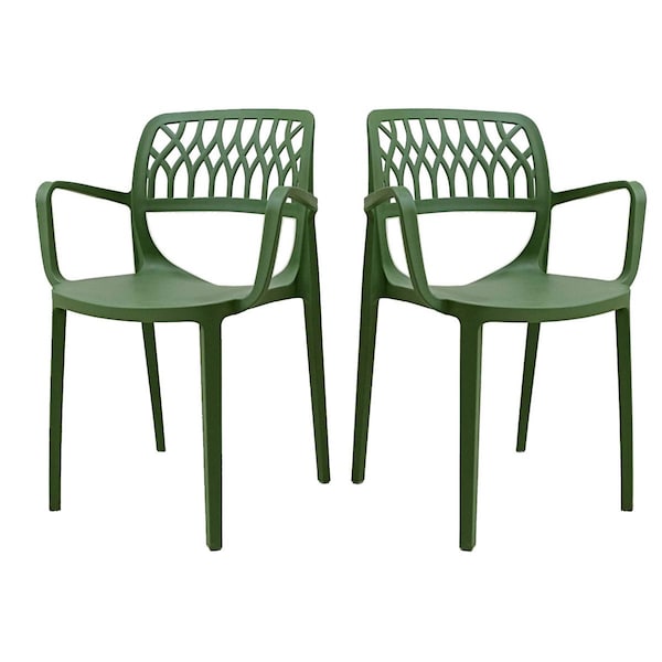 Rainbow Outdoor Elsa Set of 4 Stackable Armchair-Green - RBO-ELSA-GRE-AC-SET4