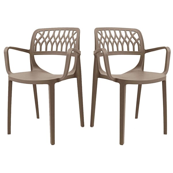 Rainbow Outdoor Elsa Set of 2 Stackable Armchair-Cappuccino - RBO-ELSA-CAP-AC-SET2