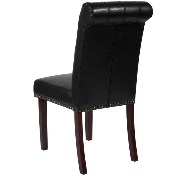 Flash Furniture Midcentury Parsons Chair, Black Back, 18.5 W 27-1/2" L 39.75 H, Leather Seat - BT-P-BK-LEA-GG