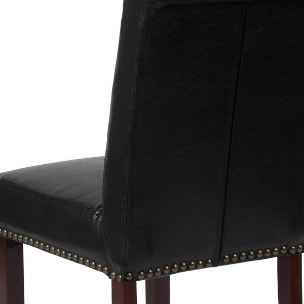 Flash Furniture Midcentury Parsons Chair, Black Back, 18.5 W 27-1/2" L 39.75 H, Leather Seat - BT-P-BK-LEA-GG