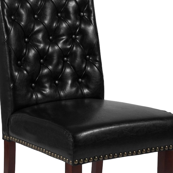 Flash Furniture Midcentury Parsons Chair, Black Back, 18.5 W 27-1/2" L 39.75 H, Leather Seat - BT-P-BK-LEA-GG