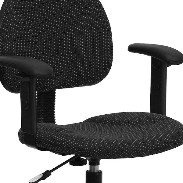 Flash Furniture Drafting Chair, Adjustable Padded, Fabric, Black Patterned - BT-659-BLK-ARMS-GG