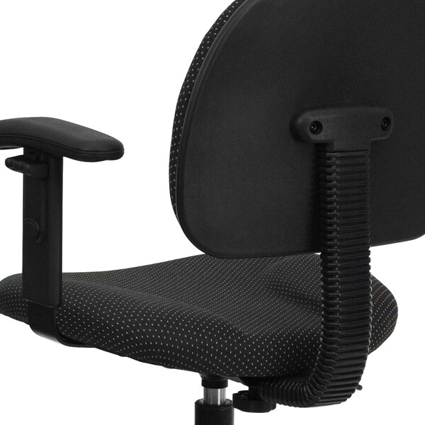 Flash Furniture Drafting Chair, Adjustable Padded, Fabric, Black Patterned - BT-659-BLK-ARMS-GG