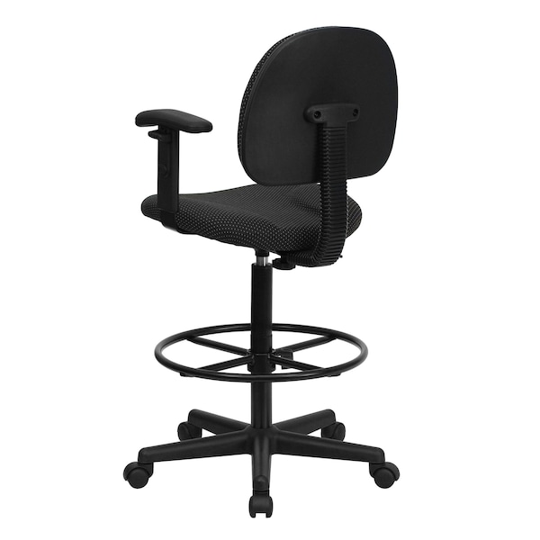 Flash Furniture Drafting Chair, Adjustable Padded, Fabric, Black Patterned - BT-659-BLK-ARMS-GG