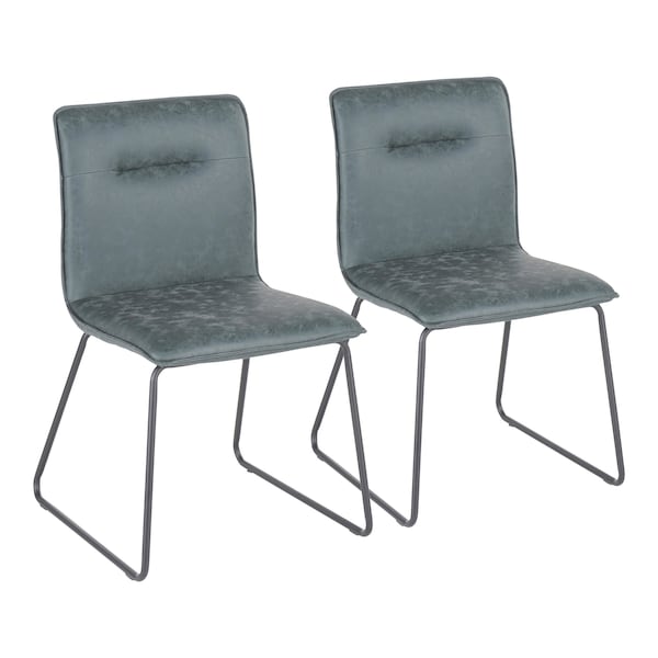 Lumisource Casper Chair in Black Metal and Green Faux Leather Fabric, PK 2 - CH-CASPER BKGN2