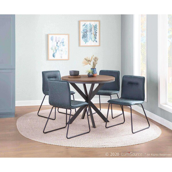 Lumisource Casper Chair in Black Metal and Green Faux Leather Fabric, PK 2 - CH-CASPER BKGN2