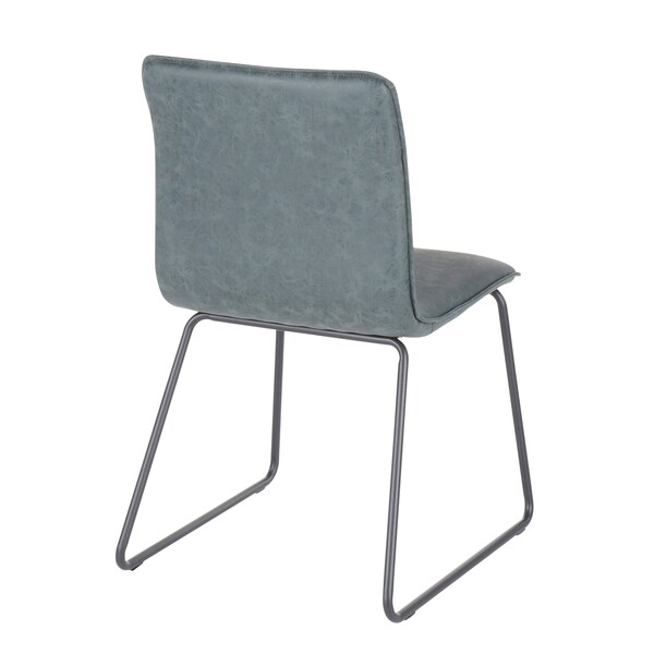 Lumisource Casper Chair in Black Metal and Green Faux Leather Fabric, PK 2 - CH-CASPER BKGN2