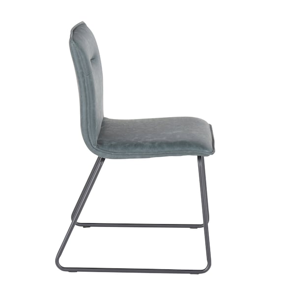 Lumisource Casper Chair in Black Metal and Green Faux Leather Fabric, PK 2 - CH-CASPER BKGN2