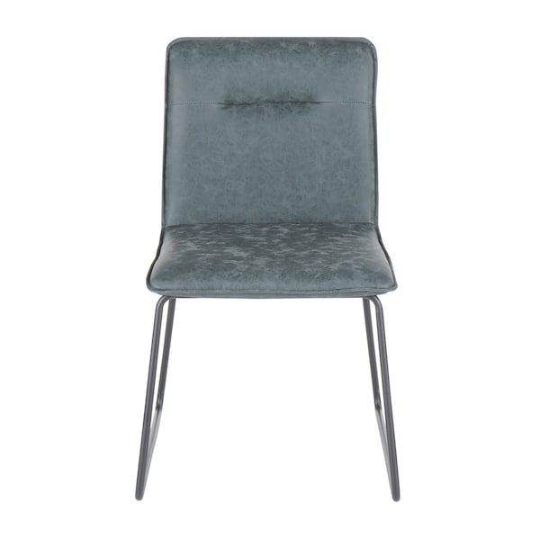 Lumisource Casper Chair in Black Metal and Green Faux Leather Fabric, PK 2 - CH-CASPER BKGN2