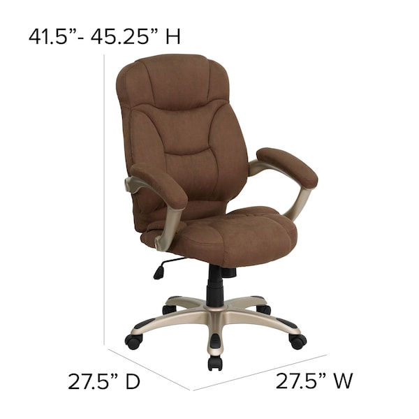 Flash Furniture Contemporary Chair Fixed Arms, 18-1/4" to 22" Height, Fabric, Brown Microfiber - GO-725-BN-GG
