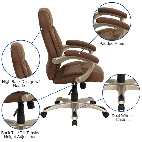 Flash Furniture Contemporary Chair Fixed Arms, 18-1/4" to 22" Height, Fabric, Brown Microfiber - GO-725-BN-GG