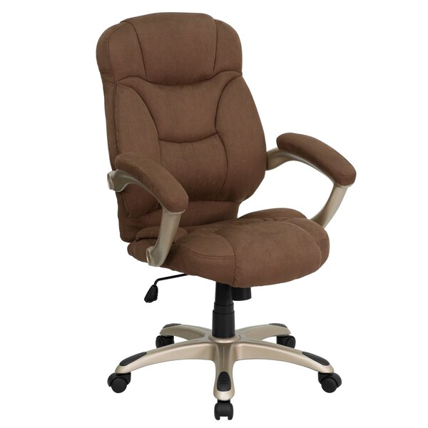 Flash Furniture Contemporary Chair Fixed Arms, 18-1/4" to 22" Height, Fabric, Brown Microfiber - GO-725-BN-GG