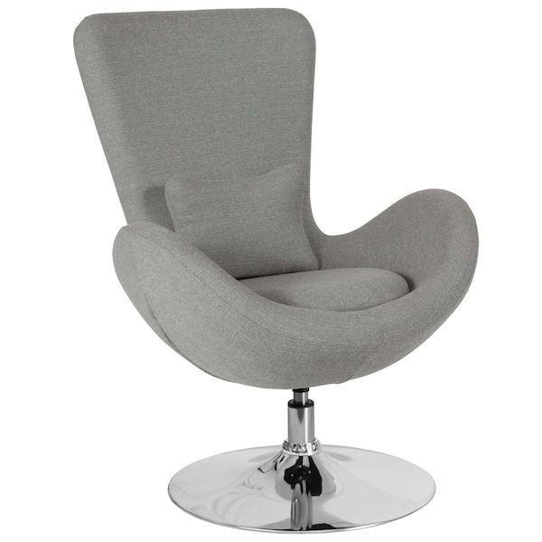 Flash Furniture Egg Side Reception Chair, Light Gray Fabric Seat, Gray Back, 30 W 30" L 38 H, Integrated Curved - CH-162430-LTGY-FAB-GG