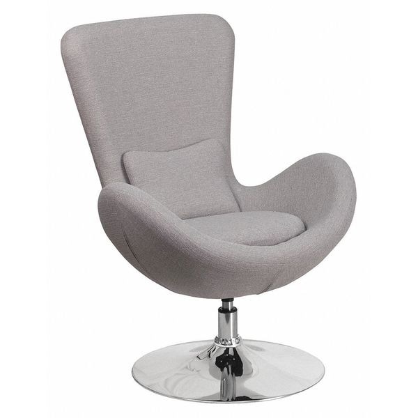 Flash Furniture Egg Side Reception Chair, Light Gray Fabric Seat, Gray Back, 30 W 30" L 38 H, Integrated Curved - CH-162430-LTGY-FAB-GG