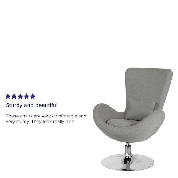 Flash Furniture Egg Side Reception Chair, Light Gray Fabric Seat, Gray Back, 30 W 30" L 38 H, Integrated Curved - CH-162430-LTGY-FAB-GG