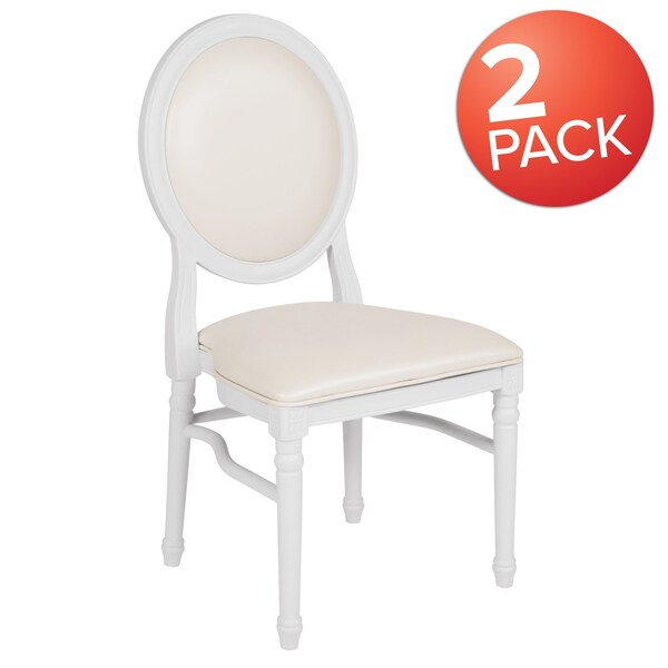 Flash Furniture White Round Back Dining Chair - 2-LE-W-W-MON-GG
