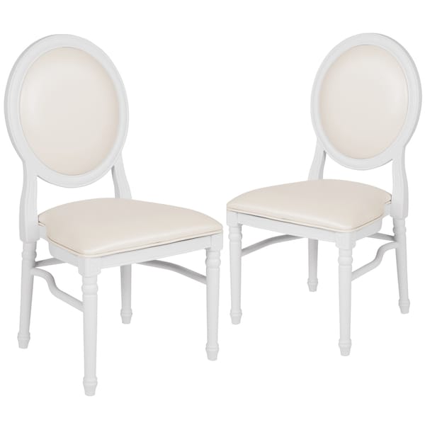 Flash Furniture White Round Back Dining Chair - 2-LE-W-W-MON-GG