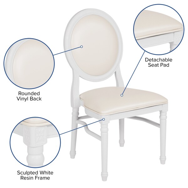 Flash Furniture White Round Back Dining Chair - 2-LE-W-W-MON-GG