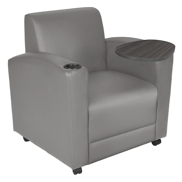Regency Armchairs, Grey Seat, 31 W 29 L 33 H, Wood, Vinyl Seat - 7701NSAGGY