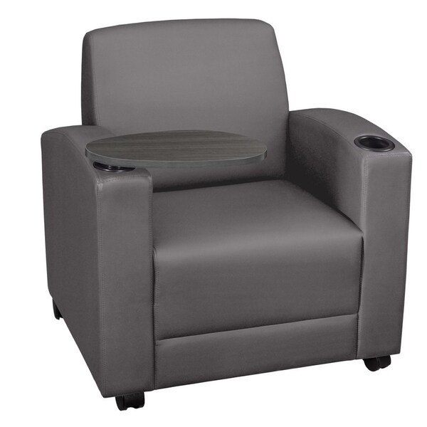 Regency Armchairs, Grey Seat, 31 W 29 L 33 H, Wood, Vinyl Seat - 7701NSAGGY