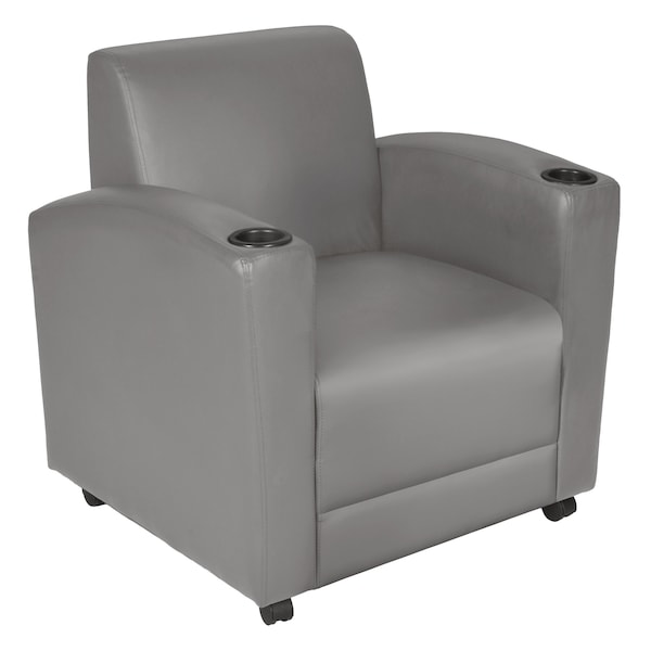 Regency Armchairs, Grey Seat, 31 W 29 L 33 H, Wood, Vinyl Seat - 7701NSAGGY