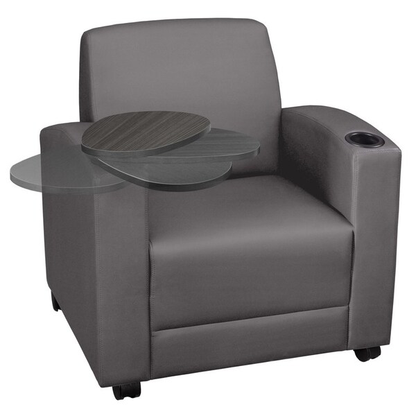 Regency Armchairs, Grey Seat, 31 W 29 L 33 H, Wood, Vinyl Seat - 7701NSAGGY