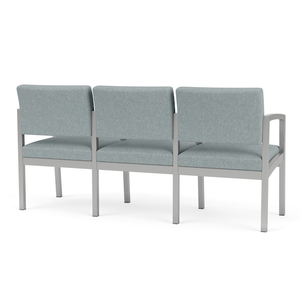 Lesro Lenox Steel 3 Seater with Center Arms, Ash (Blue) Seat, Ash Back, 64.5 W 24.5 L 32 H - LS3103