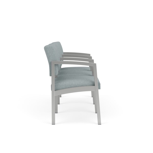 Lesro Lenox Steel 3 Seater with Center Arms, Ash (Blue) Seat, Ash Back, 64.5 W 24.5 L 32 H - LS3103