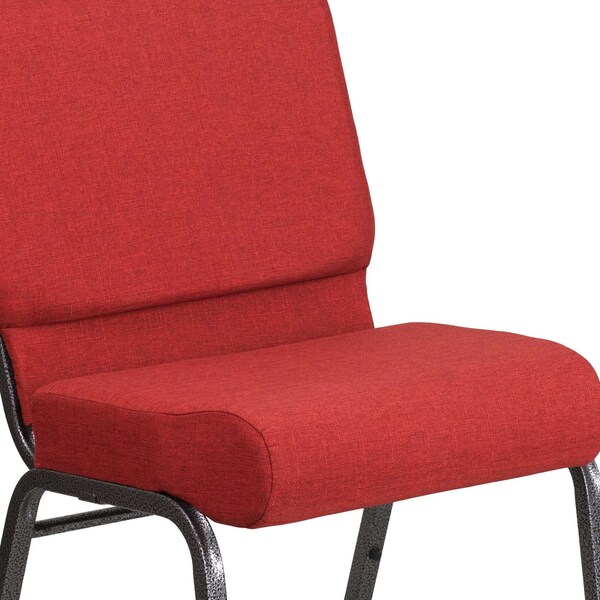 Flash Furniture Hercules Church Chair, 21-1/4 in W 25" L 33" H, Fabric Seat - FD-CH0221-4-SV-RED-GG